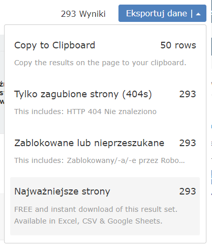 Pobieranie raportu w narzędziu Majestic